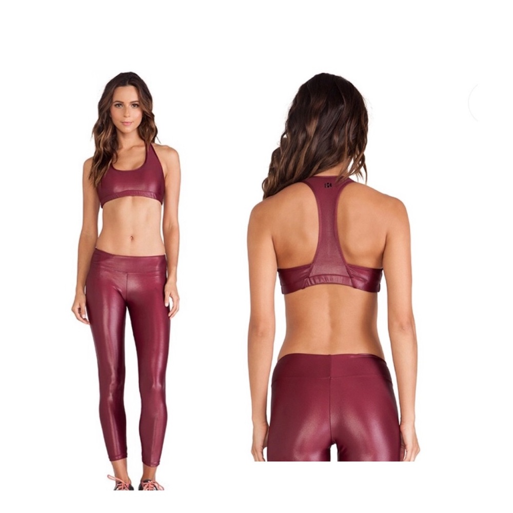 KORAL Bordeaux Metallic Athletic Sports Bra Medium